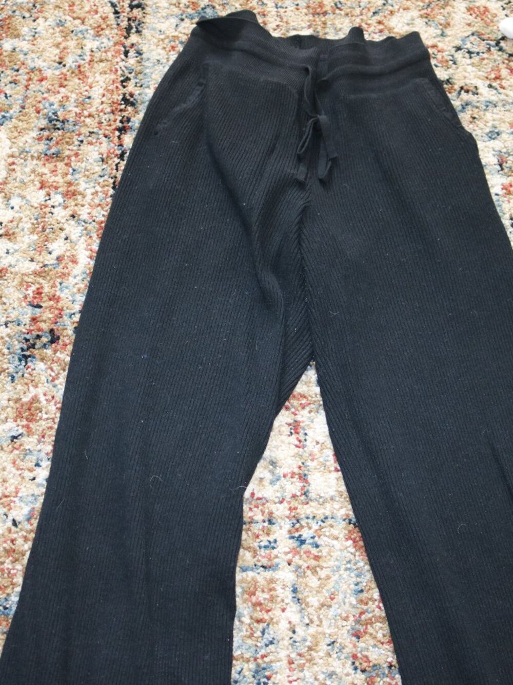 Uniqlo Black Ribbed Knit Lounge Pants